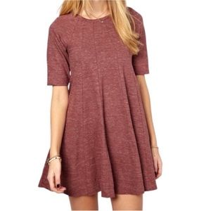 GANNI Anthropologie Winter Jersey Swing Dress Cotton Quarter Sleeve Mauve Size L